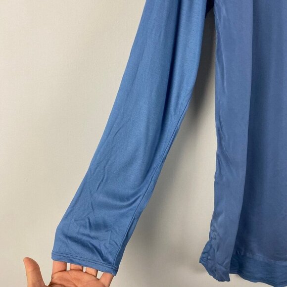 Chicos Blouse Shirt Blue Modal V Neck Long Sleeve Size 2 - US 12/14 - Picture 5 of 9